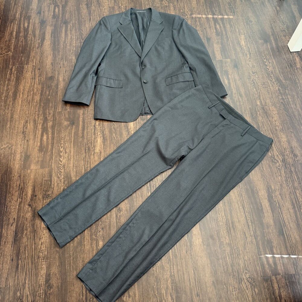 Gucci Suit Wool Grey 2 Piece Single Breasted Jacket Pants Set 46R Italy HOLE*